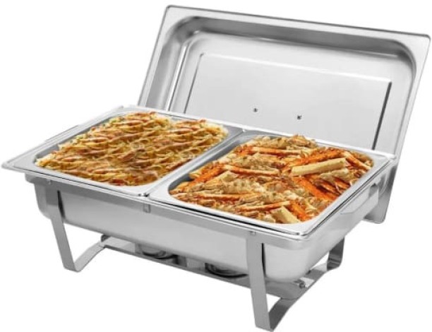 SpSp Stainless Steel 10 Litre Dual Tray Chafing Dish - Food Warmer 10 l Double Pan