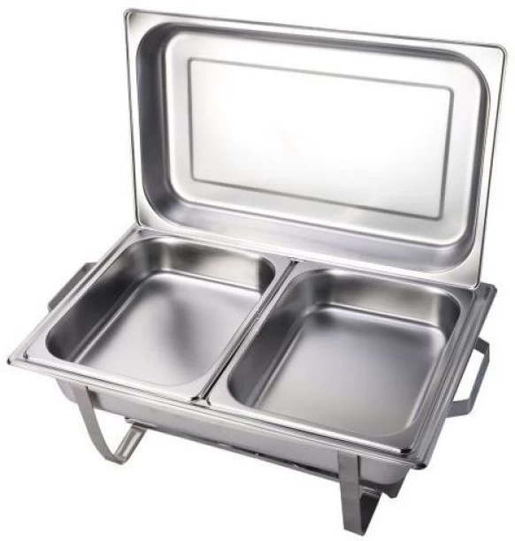 SMTE Stainless Steel 16 Liter Double Tray Chafing Dish - Leopard - Food Warmer 16 l Double Pan