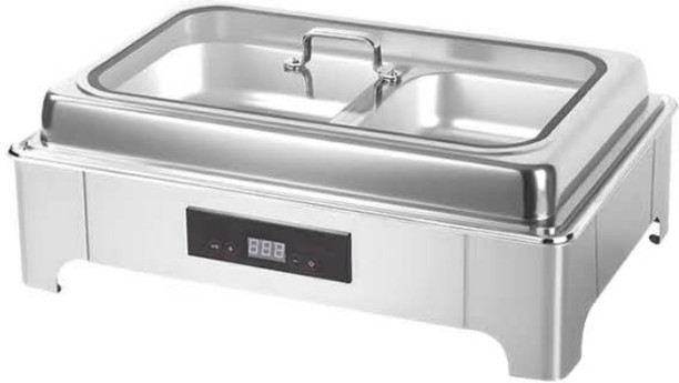 Premium Silver Rectangle Stainless Steel Chafing Dish Food Buffet Display Warmer 9 l Double Pan