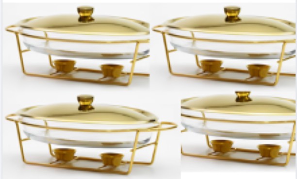 Buds Oval Chafing Dish Gold Pack of 4 3 l Single Pan 4 l Single Pan