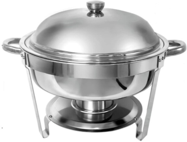 DOTHOME 6 Liter Roll Top Round Chafing Dish with Stand 6 l Single Pan