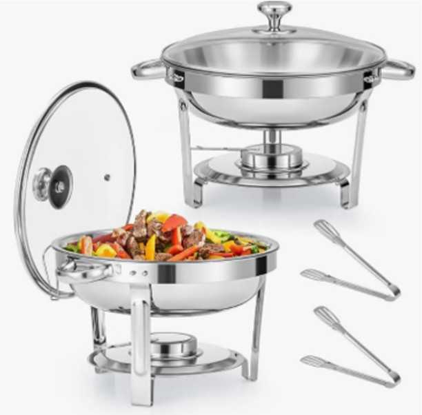 EverythingMART 5L Chafing dish with Glass Lid and Serving Tong 5 l Single Pan