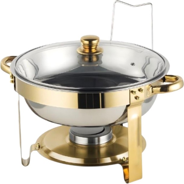 Warmwel Stainless Steel Buffet Chafing Dish (Gold & Silver Finish) 5 l Single Pan