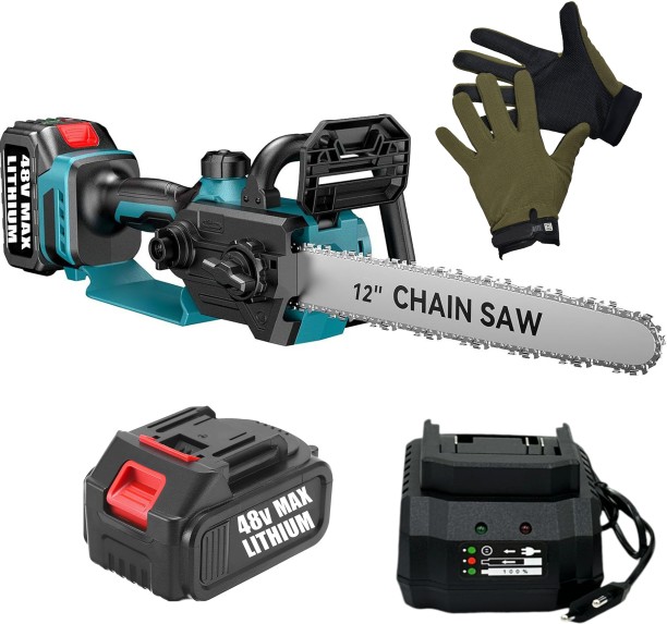 Fame inc 12 inch Cordless Chain Saw With 2x Rechargeable 48V Lithium Battery Cordless Chainsaw