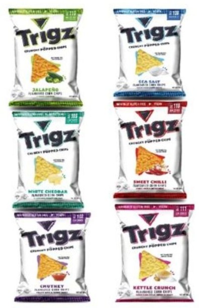 Trigz Crunchy Popped Chips - Mixed Box (16 x 85g) - 1360.0 g Puffcorn