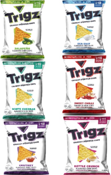 Trigz Crunchy Popped Chips - Mixed Box (24 x 28g) Puffcorn