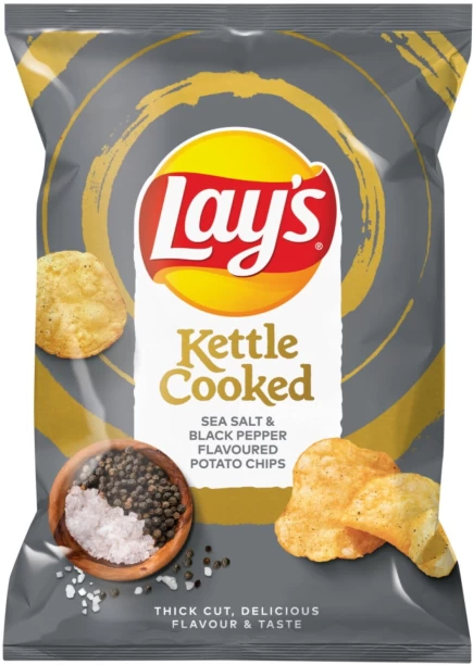 Lay's Kettle Cooked Sea Salt & Black Pepper Flavoured Potato Chips