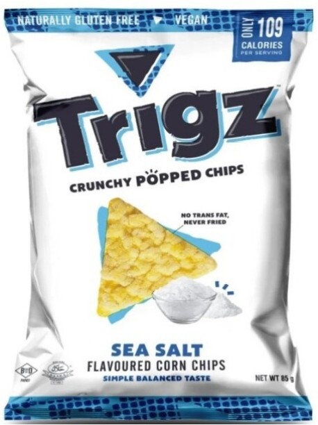 trigz Crunchy Popped Corn Chips Sea Salt 16X80g Chips