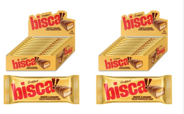 Bisca Biscuit & Caramel Filled Chocolate Bar 24 pack | 2 Box Milk Chocolate Bars