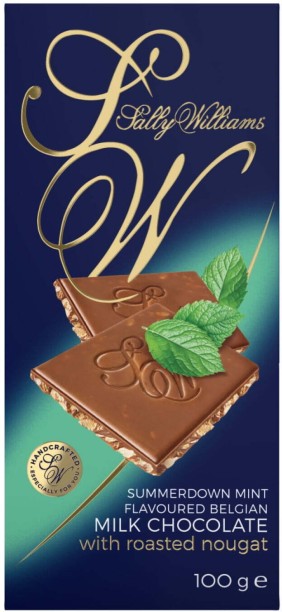 Sally Williams Mint Flavoured Belgian Milk Chocolate with Roasted Nougat Milk Chocolate Slabs