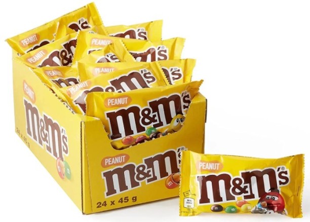 M&Ms Crispy Peanut – 24 x 45g Value Box | Crunchy, Nutty, Irresistible Treats Milk Chocolate Truffles