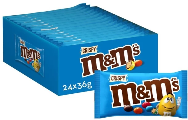 M&Ms Crispy – 24 x 45g Bulk Value Box | Light, Crunchy & Chocolatey Candy Coated Treats Milk Chocolate Truffles