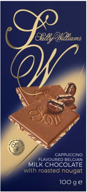 Sally Williams Cappuccino Flavoured Belgian Milk Chocolate with Roasted Nougat Milk Chocolate Slabs