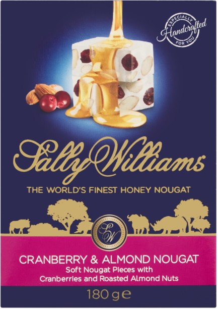 Sally Williams Cranberry & Almond Nougat Fruit and Nuts Chocolate Bars