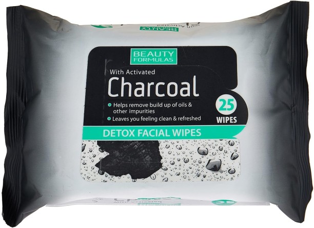 Beauty Formulas Detoxifying Activated Charcoal Facial Wipes Facial Wet Tissue