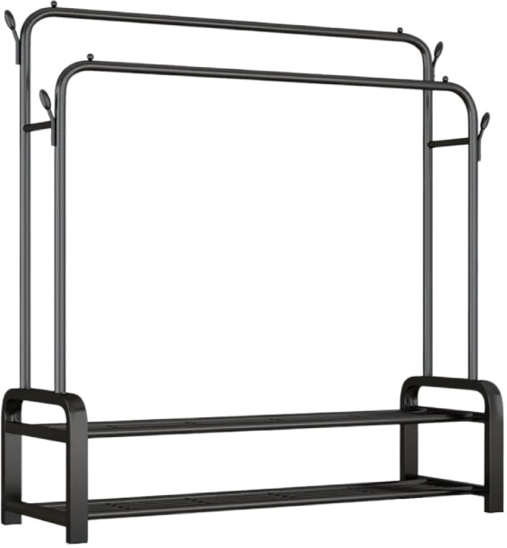 ELCTRO WORLD Steel Floor Cloth Dryer Stand Multifunction Clothing Rack with Double Storage Shelves