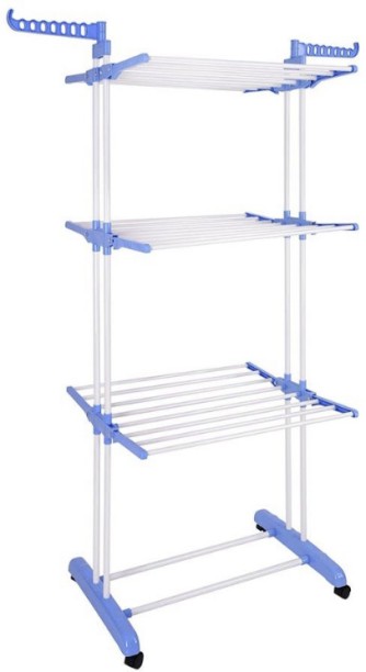 M P Plastic Floor Cloth Dryer Stand 3 Foldable Tier Cloth Drying Rack