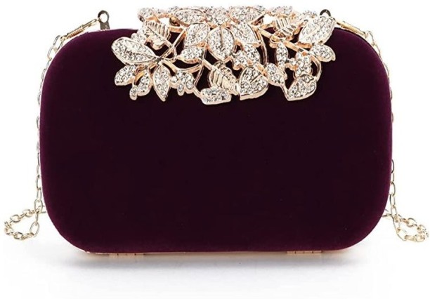 sozo Velvet Frame  Clutch for  Casual Occasion