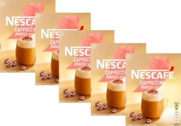 Nescafé Gold Frothy Drink Instant Coffee – Reduced Sugar Cappuccino, 5 Box Value Pack (20 x 12.5g Sachets per Box, 200g per Box) Instant Coffee
