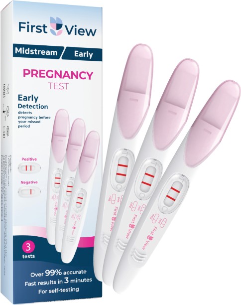 FirstView Midstream Early Pregnancy Test (3 x hCG Tests) | Rapid Early Detection Home Pregnancy Test Health Care Combo