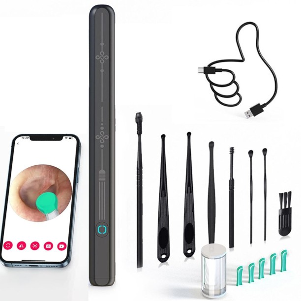 BezosMax 1080P HD Wireless Ear Camera, Visible Earpick with 6 LED Lights & Type-C Fast Charging, Smart WiFi Ear Endoscope for Children Adults Compatible with iOS Android Health Care Combo