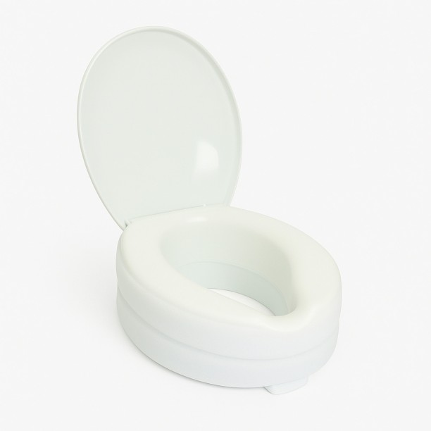 Winfar Raised Toilet Seat 4" with Lid Commode Chair
