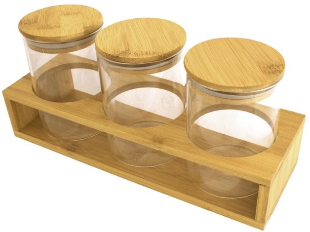 Marco Wooden Tea Coffee & Sugar Container  - 700 ml