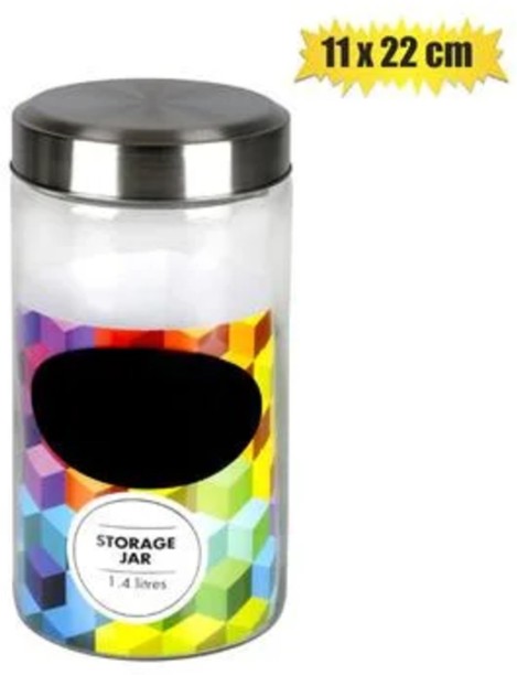 Storage Jar Glass Tea Coffee & Sugar Container  - 1 l