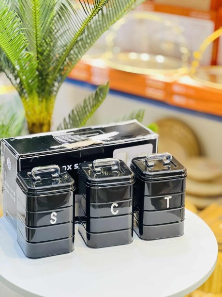 Minhaj Homeware Stainless Steel Tea Coffee & Sugar Container  - 1000 ml