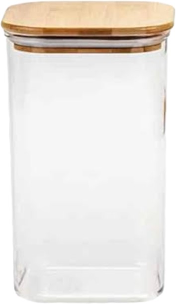 Crockery Centre Wooden, Glass Grocery Container  - 1.5 l