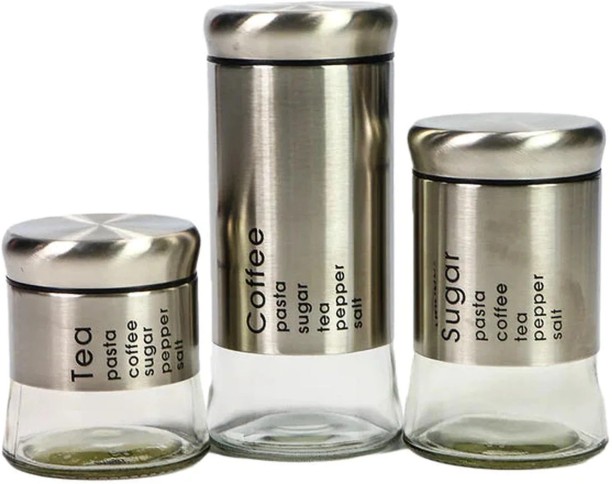 Stainless Steel, Glass Tea Coffee & Sugar Container  - 10 ml