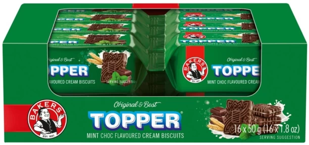Bakers Topper Mint Choc Flavoured Biscuits Cream Filled Biscuit