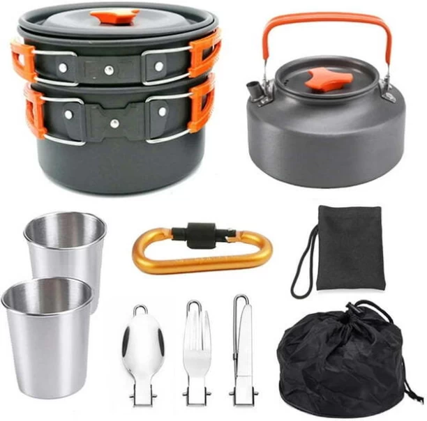 HEARTDECO Camping Cookware Aluminium, Stainless Steel Cookware Set