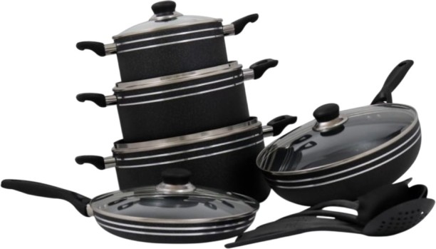 UNIQUE Aluminum Non-Stick -16 Piece Pot Set Non-Stick Coated Aluminium Cookware Set
