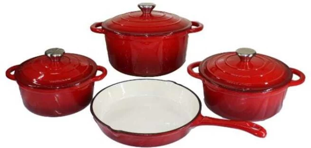 MB Red Non-Stick Coated Cast Iron Cookware Set