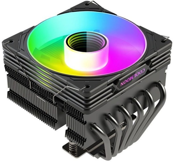 Twolikealot COOLMOON ARGB Sync Strong Wind 6 Heat Pipes 120mm Gaming CPU Cooler-T600 - Black Cooler