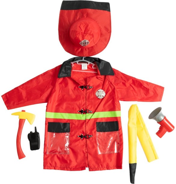 Lesheng Fireman Role Play Costume Set with Speaker and Accessories Costume Wear