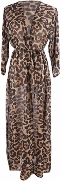 Wardrobenthings Leopard Lady Print Kaftan Beach Cover S-3XL Costume Wear