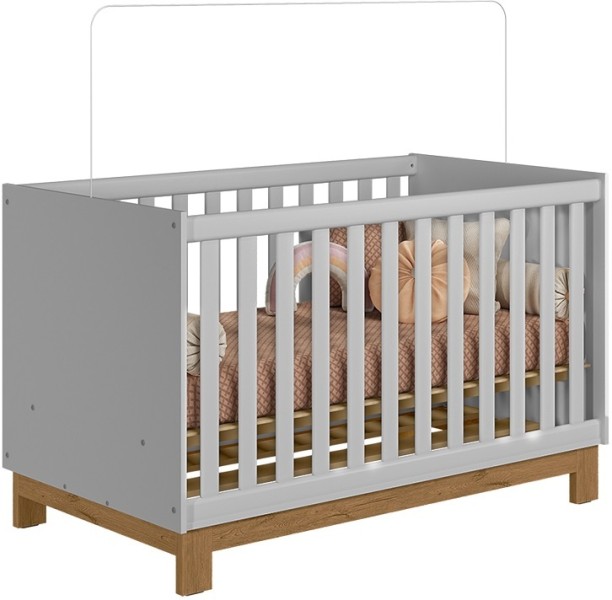 LINX Luan 2-1 Convertable Baby Cot - Grey Cot