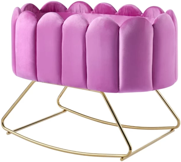 Captain-K Crib/Cot Modern Velvet Wooden Baby Crib Cot Rocker Cot