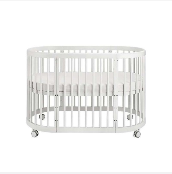 Captain-K Cot/Crib 5 in 1 Convertible Modern Wooden with Wheels Bassinet
