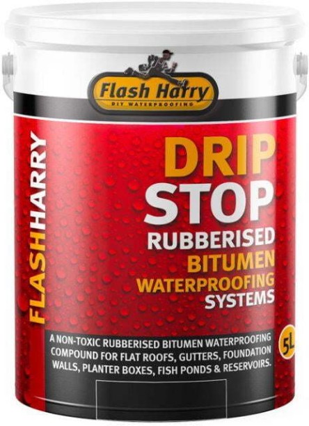 Flash-Harry Drip Stop Fibre Waterproofing - Black (1L) Exterior Liquid Crack Filler