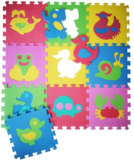 Umlozi EVA Educational Foam Puzzle Floor Mat for Kids 10 Pieces - 1 x 1 Meter - Animals Animals Crib Toy and Play Gym