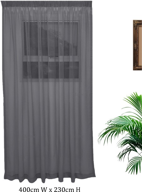 Matoc Designs Curtain - Mystic Voile Dark Grey - Taped - 400cm W x 230cm H Semi Transparent (400 cm x 230 cm) Blends Curtain