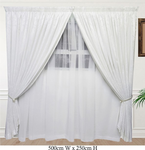 Matoc Designs Matoc Curtain Set- Fresco White and Mystic Voile White - Taped- 500cm W x 250cm H Room Darkening (500 cm x 250 cm) Blends Curtain