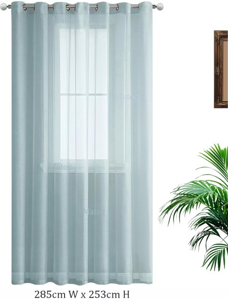 Matoc Designs Curtain - Mystic Voile Duck Egg - Eyelet - 285cm W x 253cm H Semi Transparent (285 cm x 253 cm) Blends Curtain