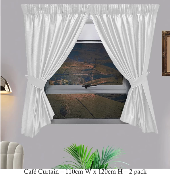 Matoc Designs Café Curtain Blockout Shimmer Ice Taped 110cm W x 120cm H -2 pack Blackout (110 cm x 120 cm) Blends Curtain