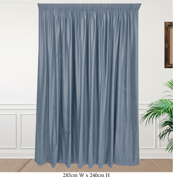 Matoc Designs Curtain - Velvet Light Blue - Lined - Taped - 285cm W x 240cm H Room Darkening (285 cm x 240 cm) Velvet Curtain