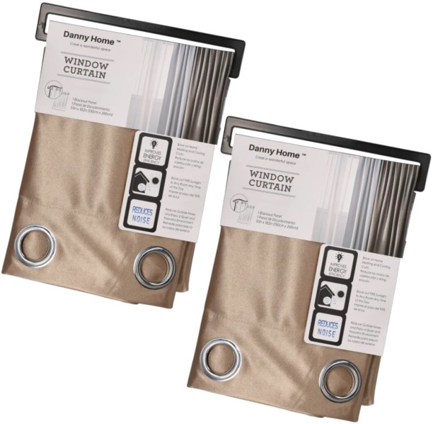 Danny Home Blackout Window Curtain 130cm, Energy Saving, Noise Reducing, Beige, 2-Pack Rose Gold Blackout (260 cm x 130 cm) Satin Curtain