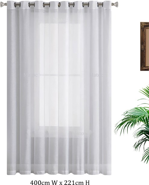 Matoc Designs Curtain - Mystic Voile White - Eyelet - 400cm W x 221cm H Semi Transparent (400 cm x 221 cm) Blends Curtain